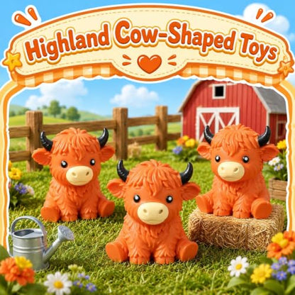 Giant Highland Cow Squishy Toy - Stress Relief Fidget Animal Model, 6 Inch