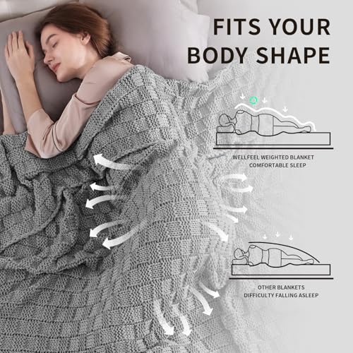 Weighted Blanket for Adults 36x48 Inches 5lbs No Beads Knitted Comfort Light Grey