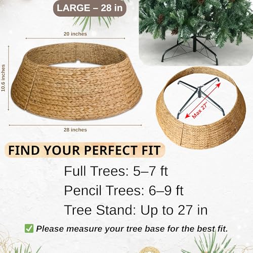 28 Inch Seagrass Christmas Tree Collar - Natural Farmhouse Holiday Decor