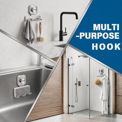 Heavy Duty Suction Cup Razor Holder for Shower - Brushed Silver, 7KG Support