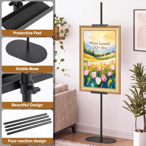 Large Floor Easel Stand for Sign and Artwork - Black, 63 Inch