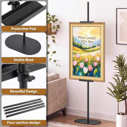 Large Floor Easel Stand for Sign and Artwork - Black, 63 Inch