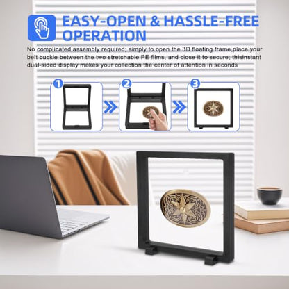 2 Pack Belt Buckle Display Cases - 3D Floating Frame for Collectibles