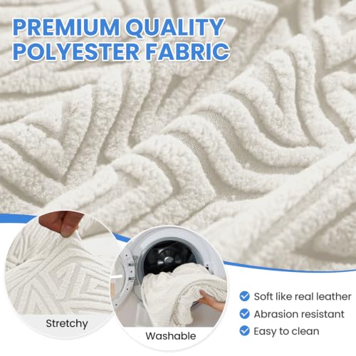 Stretch Sofa Cover Set for 3 Cushion Couch - Off-White 71-91 Inches - 4 Pieces
