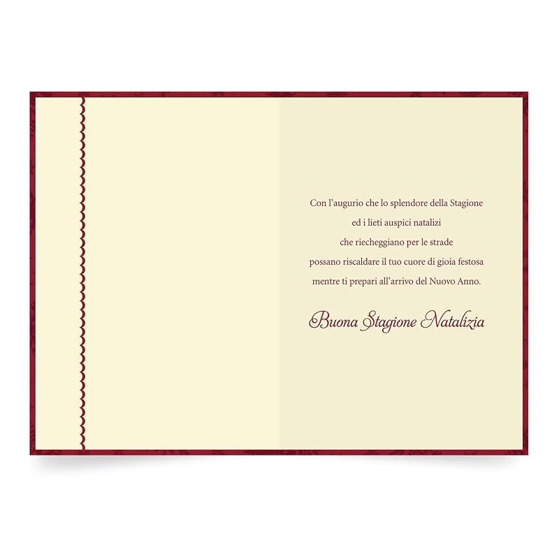 Italian Christmas Greeting Cards Pack – 6, Buon Natale with Red Foil Embossing