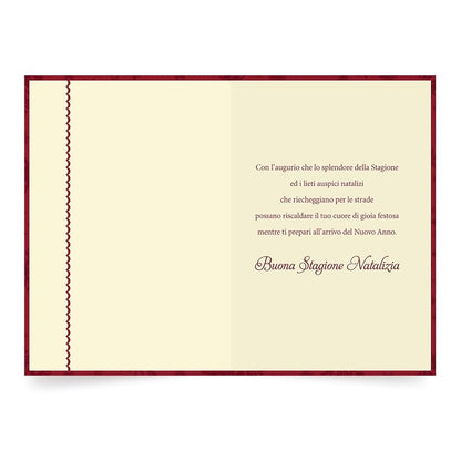 Italian Christmas Greeting Cards Pack – 6, Buon Natale with Red Foil Embossing