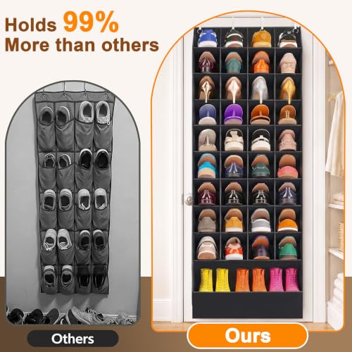 Black Over-the-Door Shoe Organizer 36 Pockets & 1 Large Boot Compartment