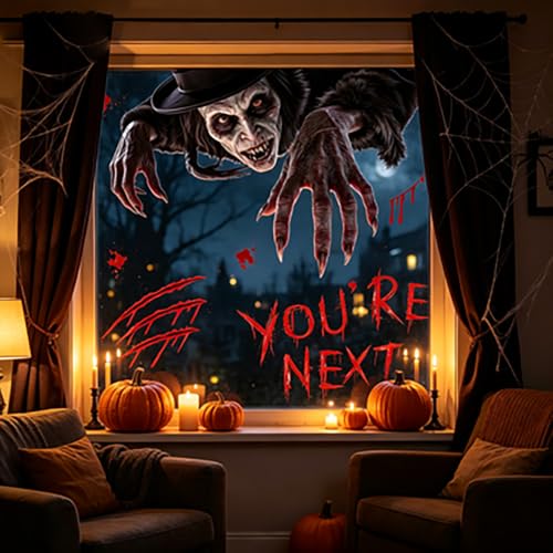 Halloween Window Clings - Scary Witch Blood Text Static Decals - Variations of THIS listing
