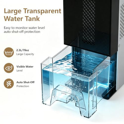 White 78 OZ Dehumidifier for Bedroom - Compact Moisture Absorber