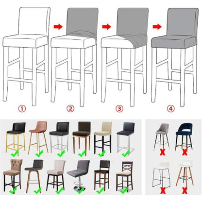Coastal Starfish Seashell Cora Bar Stool Covers Set of 4 - Elastic Chair Protectors