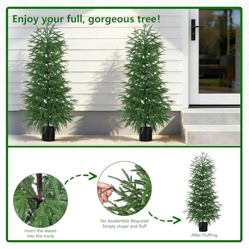 Norfolk Pine Tree Artificial Indoor Outdoor 5FT with Pot - 2 Pack