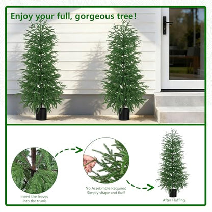 Norfolk Pine Tree Artificial Indoor Outdoor 5FT with Pot - 2 Pack
