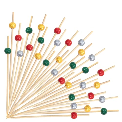 Christmas Cocktail Picks 100Pcs Bamboo Food Skewers for Appetizers & Desserts