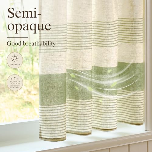 Sage Green Linen Blend Kitchen Tier Curtains - 30W x 36L, Pack of 2