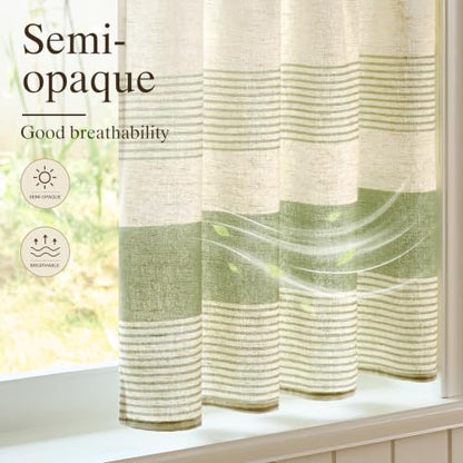 Sage Green Linen Blend Kitchen Tier Curtains - 30W x 36L, Pack of 2