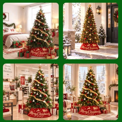 Reindeer Christmas Tree Collar 26 Inch Foldable Holiday Base Cover for Indoor Decor