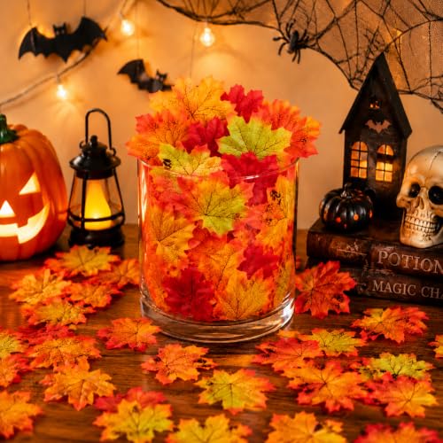 Fake Fall Leaves Foliage - Autumn Maple Leaf Decor 400 pcs, Green
