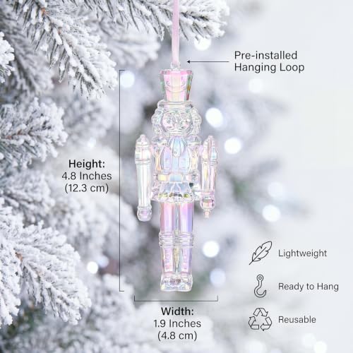 Iridescent Christmas Nutcracker Ornaments Set - 12 Soldier Decorations