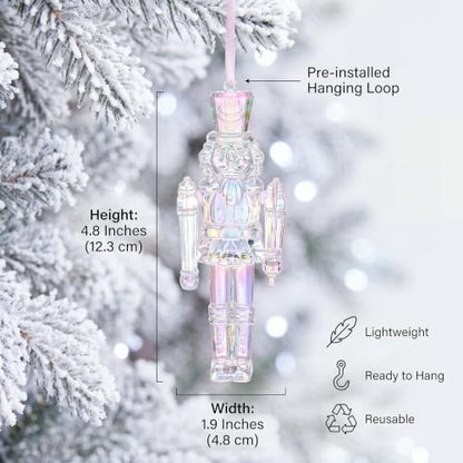 Iridescent Christmas Nutcracker Ornaments Set - 12 Soldier Decorations