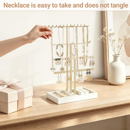 4-Tier Jewelry Organizer Stand with Necklace, Bracelet, Earring & Ring Storage