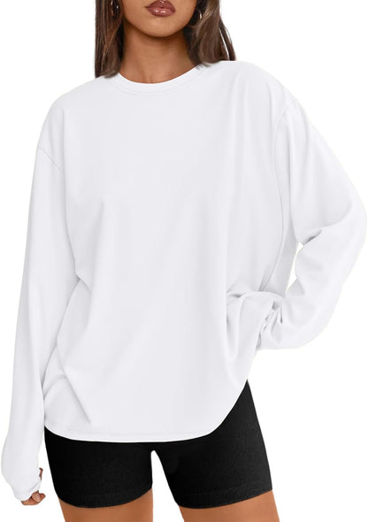 Trendy Queen Oversized Long Sleeve T-Shirt - Casual Spring & Fall Basic Tee for Women