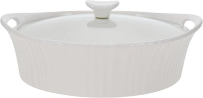 CorningWare French White Oval Casserole - 2.5 Quart with Durable Glass Lid