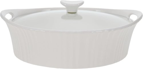 CorningWare French White Oval Casserole - 2.5 Quart with Durable Glass Lid