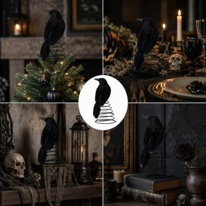 Halloween Crow Tree Topper - Mini Gothic Decor for Holiday & Halloween