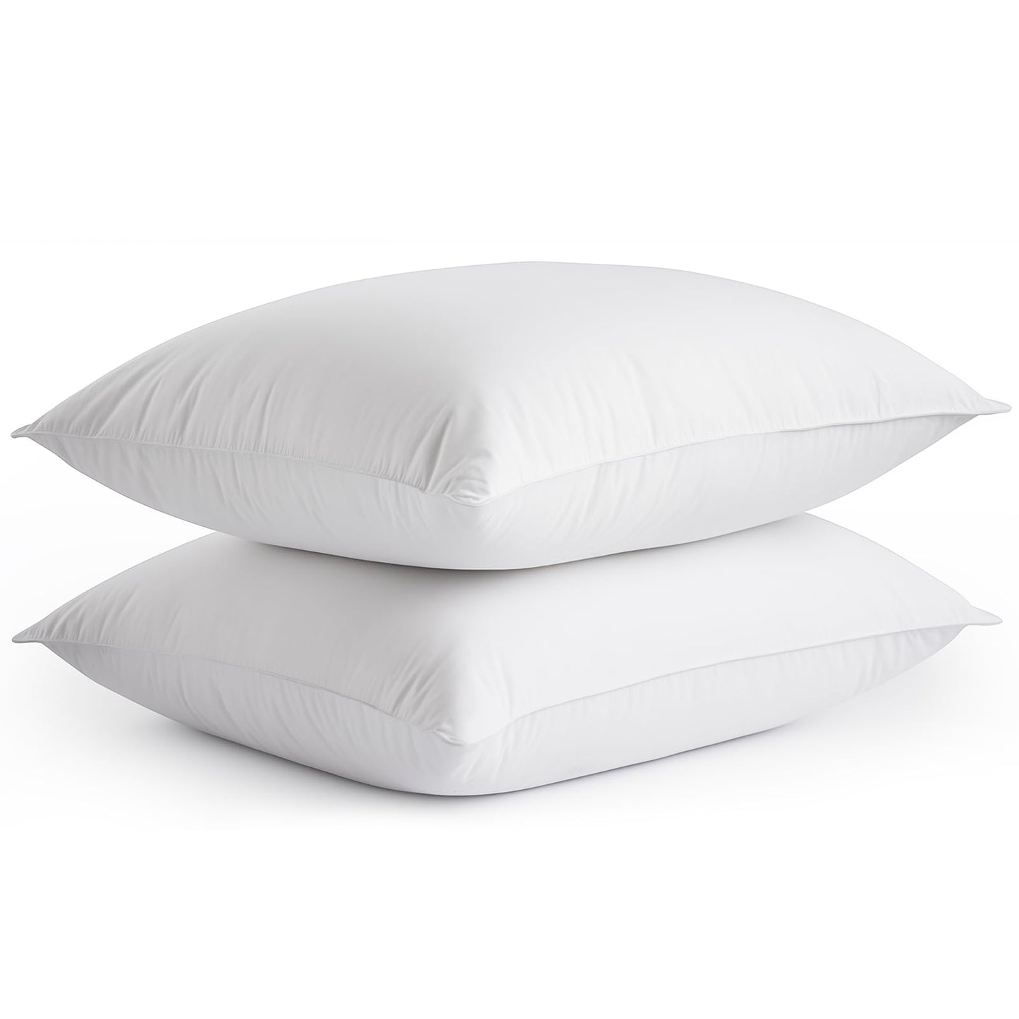 Goose Down Feather Pillows, Soft Bed Pillows King Size Set of 2, 100% Soft Cotton Shell, Hotel Pillows for Back, Stomach or Side Sleepers