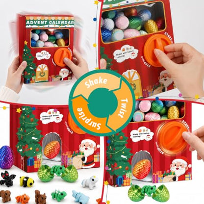 24 Pcs Animal Themed Advent Calendar with 3D Printed Animal Figures & Capsule Vending Machine - Variation of THIS listing