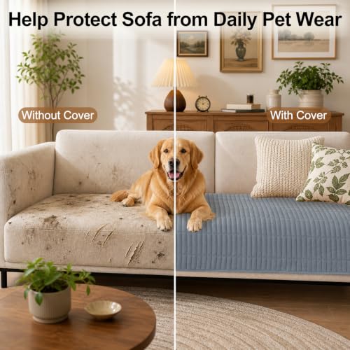 Non-Slip Plush Washable Couch Cover for Dogs - Grey 36x71 Inches