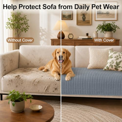 Non-Slip Plush Washable Couch Cover for Dogs - Grey 36x71 Inches