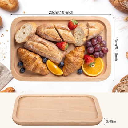 Wenqik 18 Pieces Beech Wood Serving Trays Set - 8 x 5 Inch