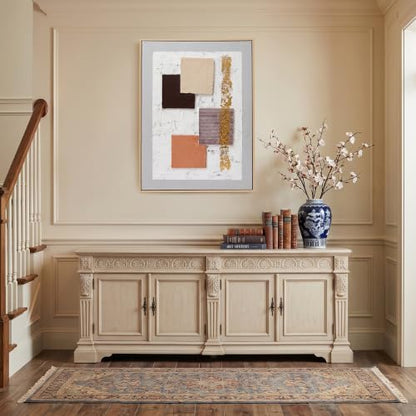Abstract Geometric Canvas Wall Art - Handmade Textured Modern Decor