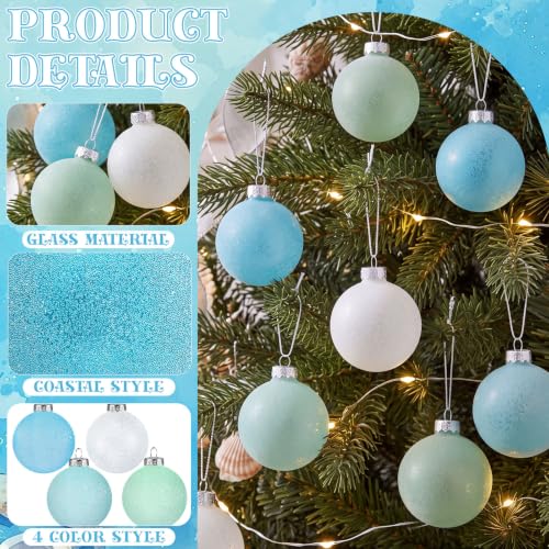12 Coastal Christmas Tree Ornaments - 2.36 Inch Nautical Holiday Decor - Basic Style