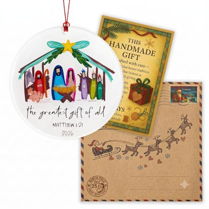 Christian Nativity Scene Ornament with Holy Family - Faith-Based Christmas Decoration 2026 - Variation of THIS listing