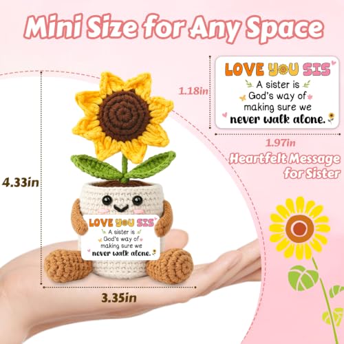 Sister Sunflower Crochet Gift with Card - Birthday from Big Sister Variation