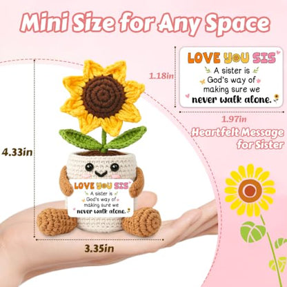 Sister Sunflower Crochet Gift with Card - Birthday from Big Sister Variation