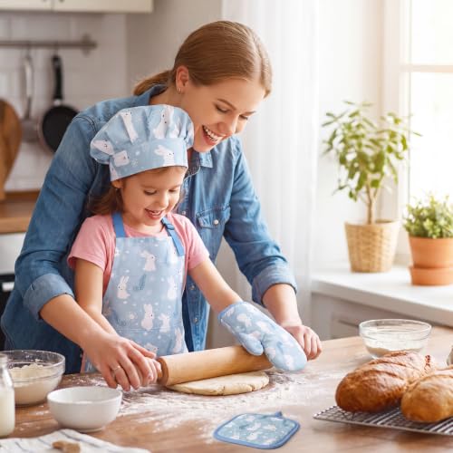 Kids Apron and Chef Hat Set - Rabbit Variation, Play Kitchen Accessories