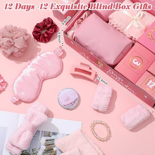 Pink 12-Day Beauty Advent Calendar for Women & Teen Self Care Gift Box