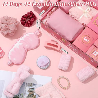 Pink 12-Day Beauty Advent Calendar for Women & Teen Self Care Gift Box