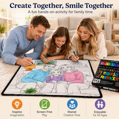 Personalized Christmas Coloring Blanket with Markers - Custom Photo Design, Kids & Adults