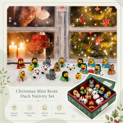Nativity Resin Duck Set - 72 Mini Christmas Jesus Ducks Decoration with Variations