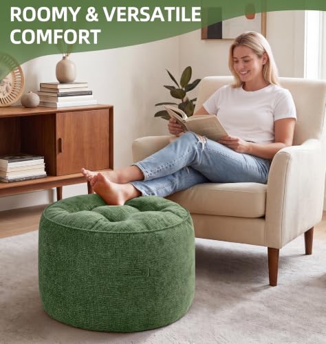 Oversized Round Ottoman Footrest for Couch and Desk - 24 Inch Diameter