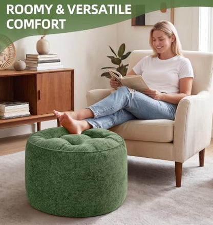 Oversized Round Ottoman Footrest for Couch and Desk - 24 Inch Diameter