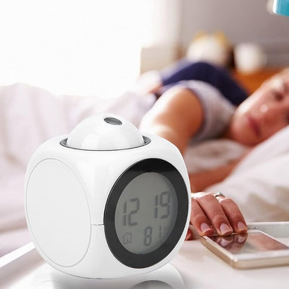 Digital Projection Alarm Clock with Ceiling Projector - Bedroom Night Light Time & Temperature