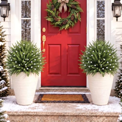 Artificial Norfolk Topiary Trees 23 Inch Set for Outdoor Porch & Garden