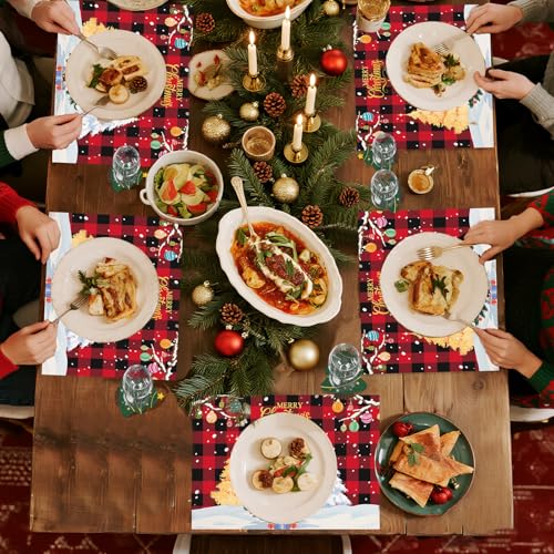 Christmas Tree Disposable Placemats & Coasters Set - 50 Pcs Holiday Table Decor