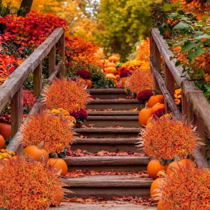 Artificial Fall Flowers Bundle - Orange Red for Outdoor & Home Decor