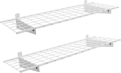 Ultrawall Heavy Duty Garage Wall Shelving - 2-Pack 2x4ft Floating Shelves | Max Load 400lbs, White